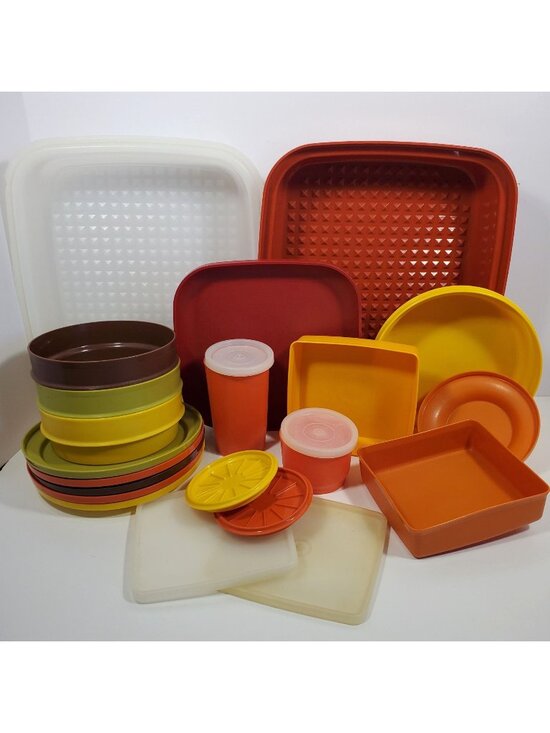 Tupperware Other - Vintage 70s Tupperware Orange Avocado Green Harvest Brown Gold Bowls Seals Retro